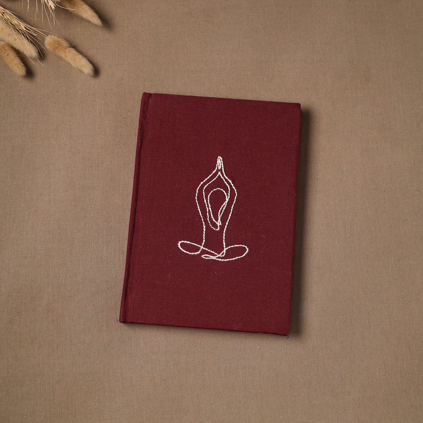 Yoga hand embroidered fabric cover handmade paper journal