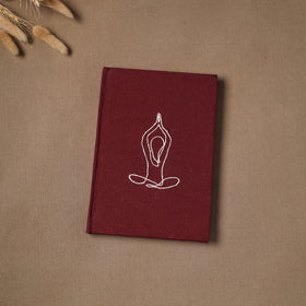 Yoga hand embroidered fabric cover handmade paper journal