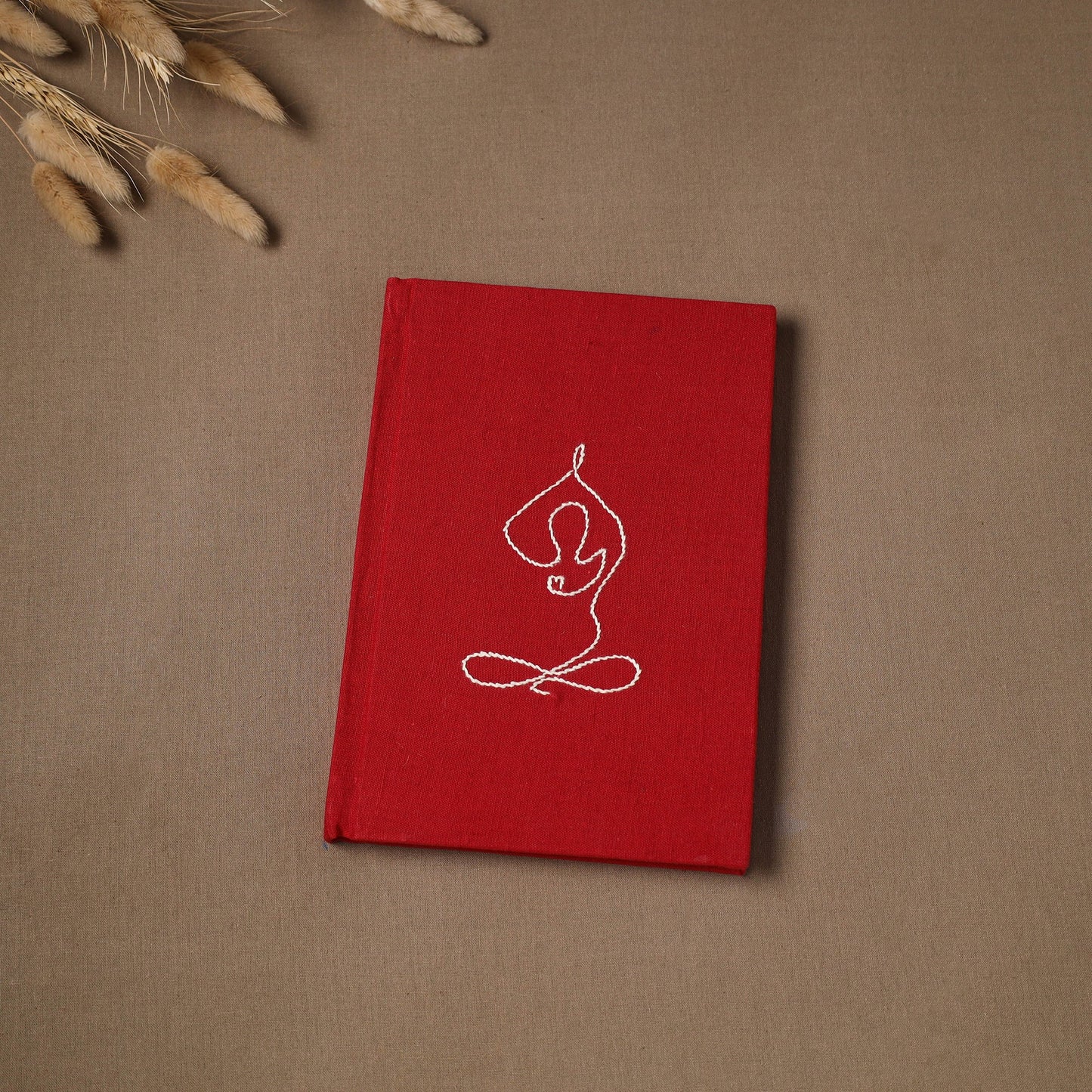 Yoga hand embroidered fabric cover handmade paper journal