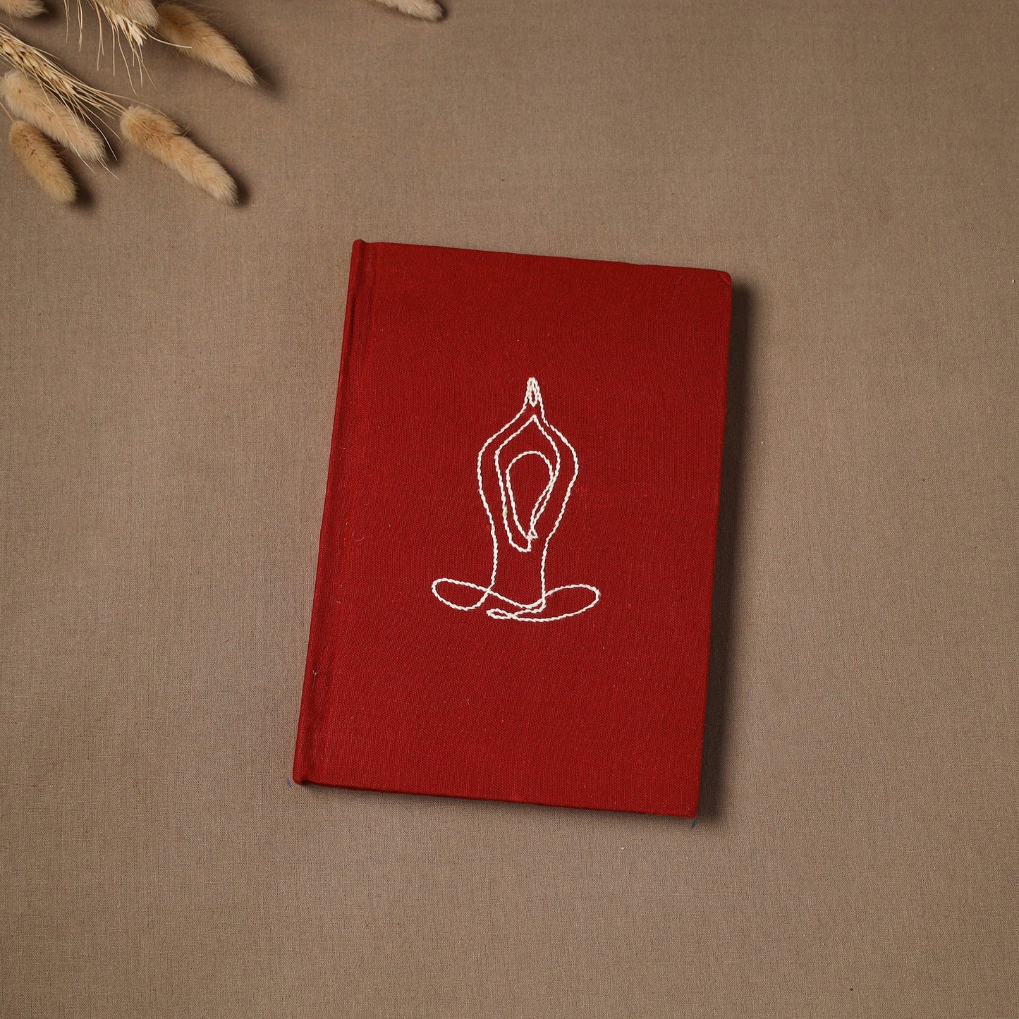 Yoga hand embroidered fabric cover handmade paper journal