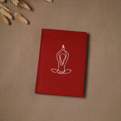 Yoga hand embroidered fabric cover handmade paper journal