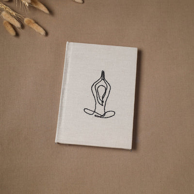 Yoga hand embroidered fabric cover handmade paper journal