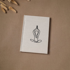 Yoga hand embroidered fabric cover handmade paper journal