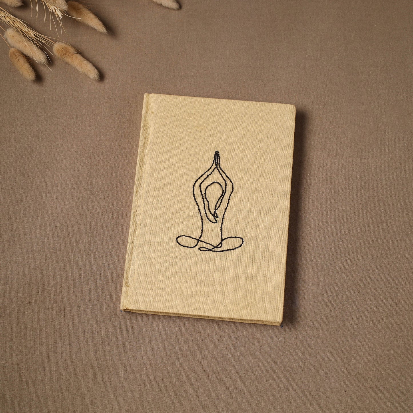 Yoga hand embroidered fabric cover handmade paper journal