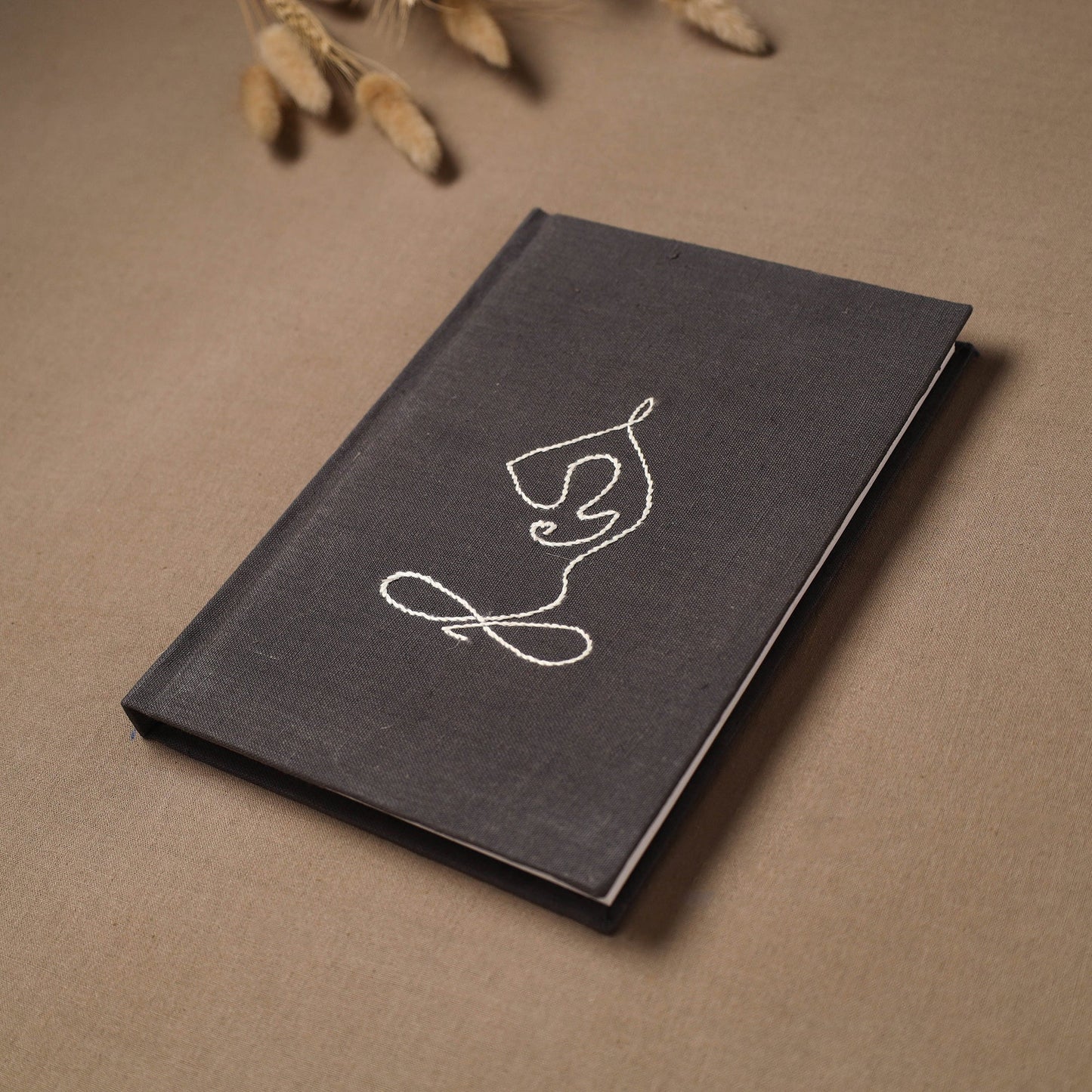 Yoga hand embroidered fabric cover handmade paper journal
