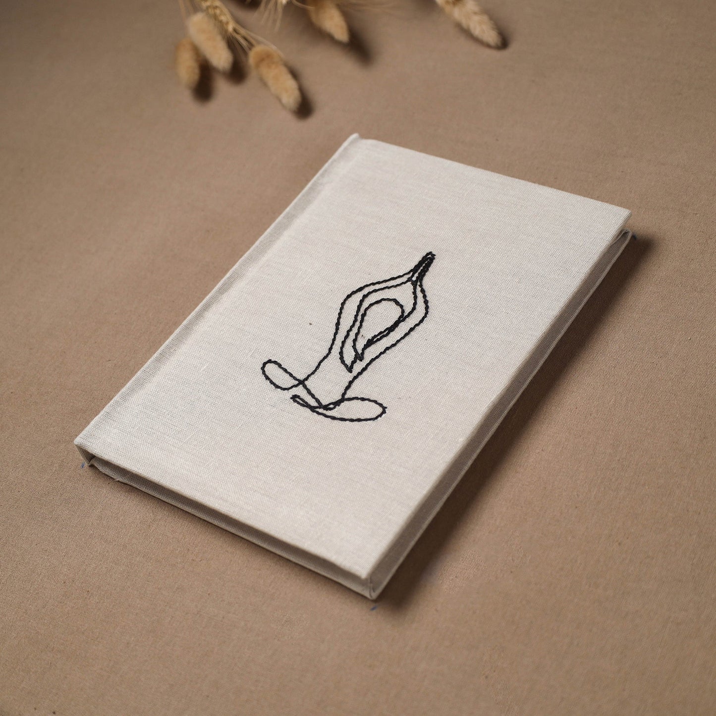Yoga hand embroidered fabric cover handmade paper journal