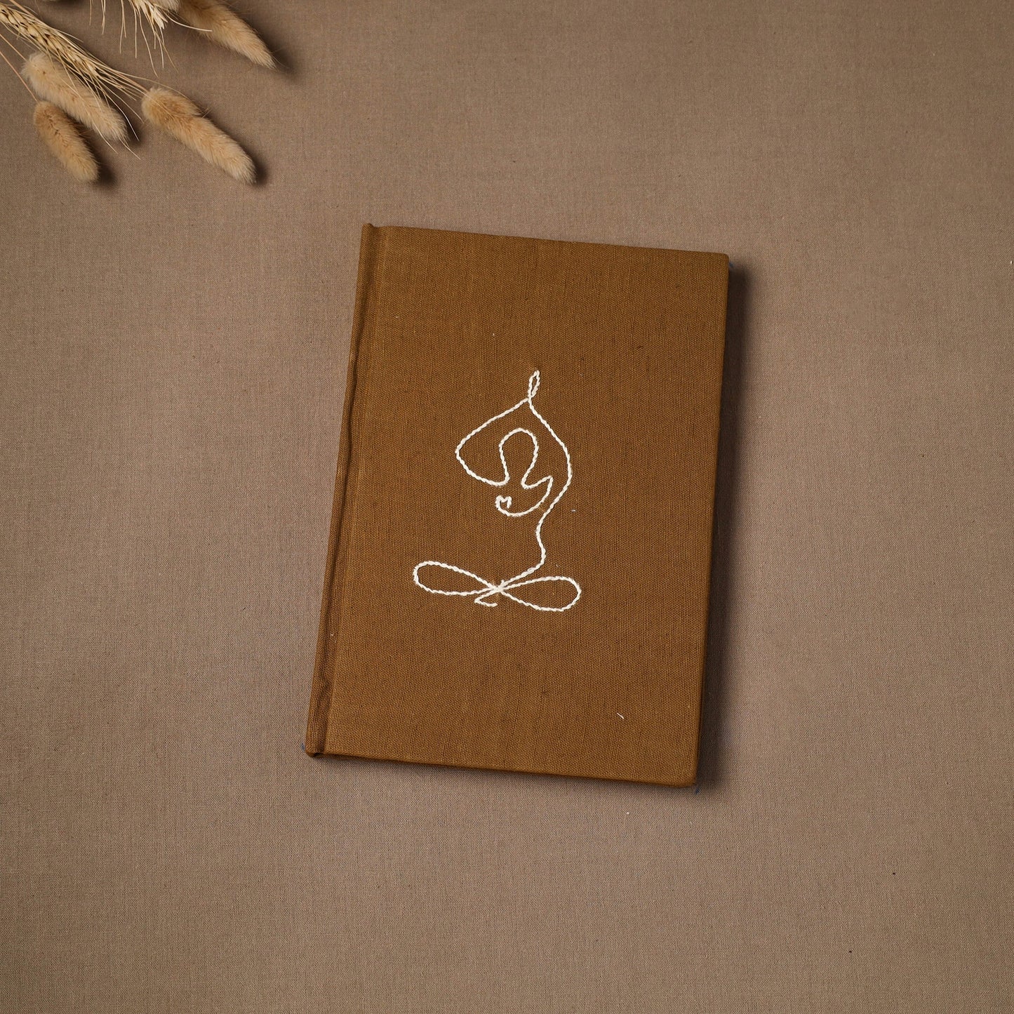 Yoga hand embroidered fabric cover handmade paper journal