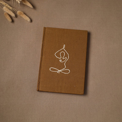 Yoga hand embroidered fabric cover handmade paper journal
