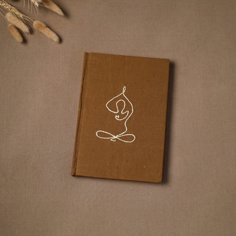 Yoga hand embroidered fabric cover handmade paper journal