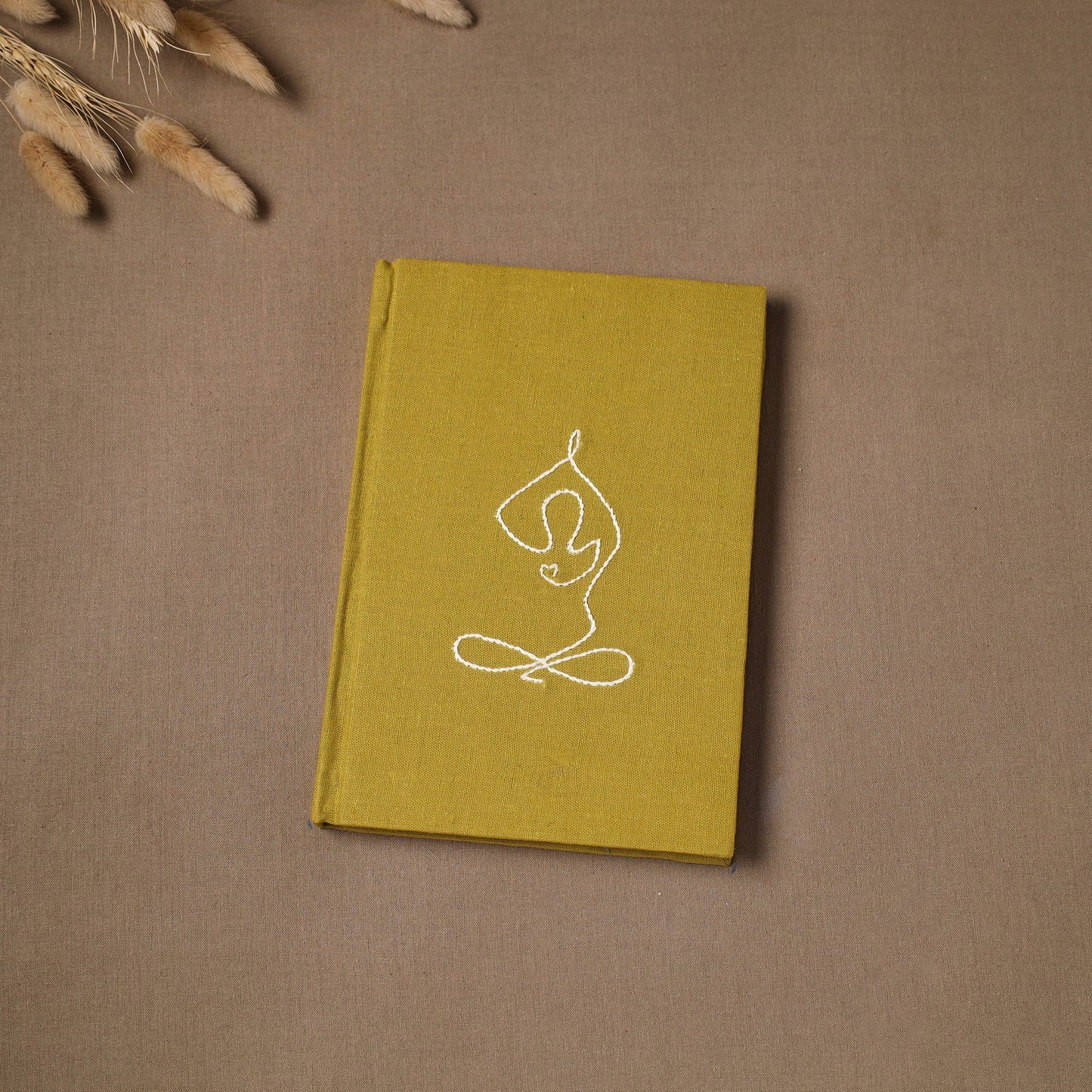 Yoga hand embroidered fabric cover handmade paper journal