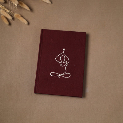 Yoga hand embroidered fabric cover handmade paper journal
