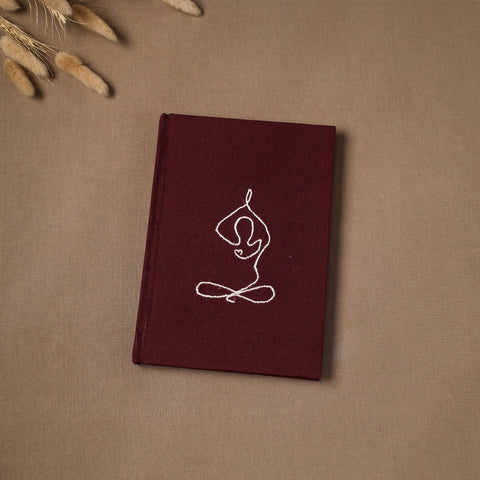 Yoga hand embroidered fabric cover handmade paper journal
