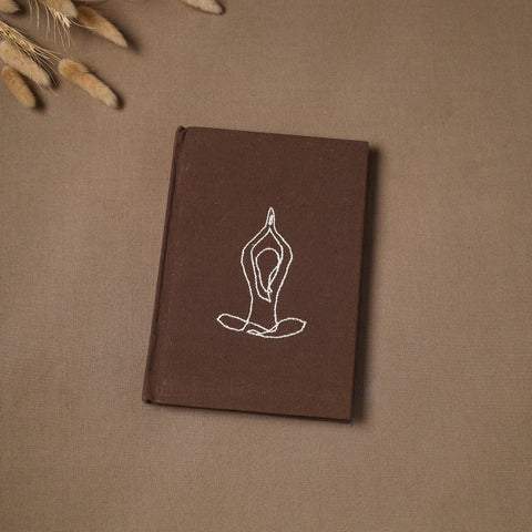 Yoga hand embroidered fabric cover handmade paper journal