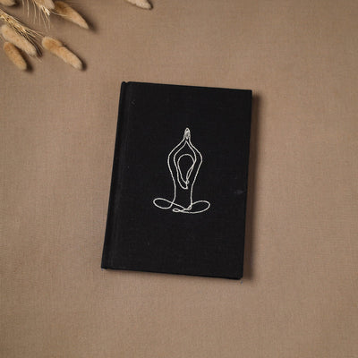 Yoga hand embroidered fabric cover handmade paper journal