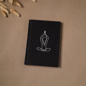 Yoga hand embroidered fabric cover handmade paper journal