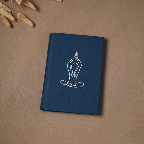 Yoga hand embroidered fabric cover handmade paper journal