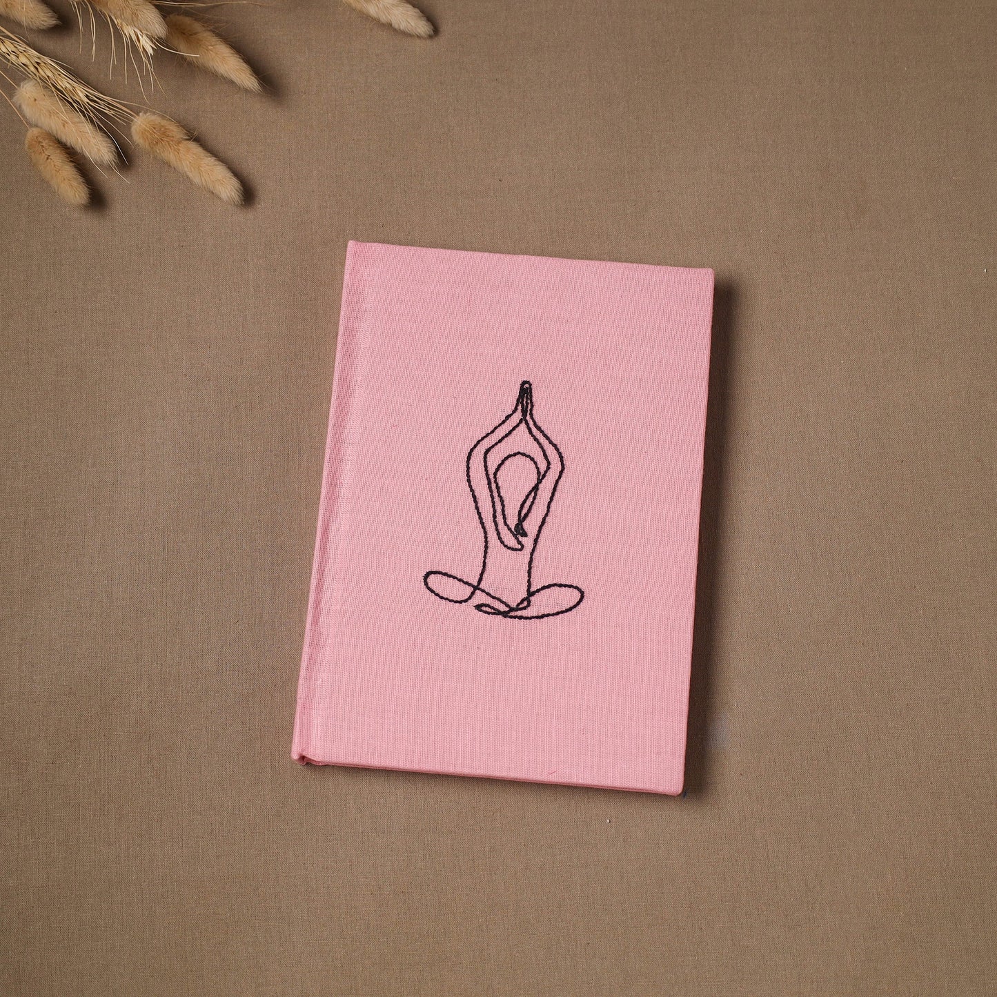 Yoga hand embroidered fabric cover handmade paper journal