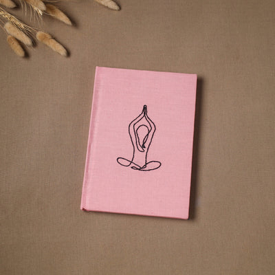 Yoga hand embroidered fabric cover handmade paper journal