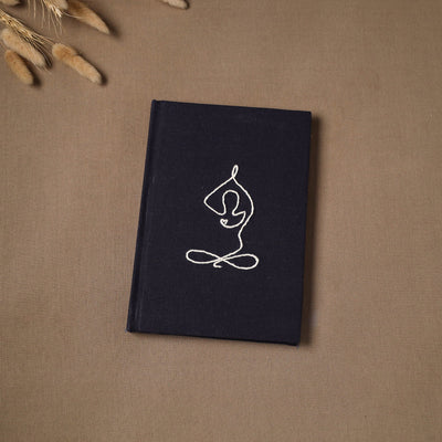 Yoga hand embroidered fabric cover handmade paper journal
