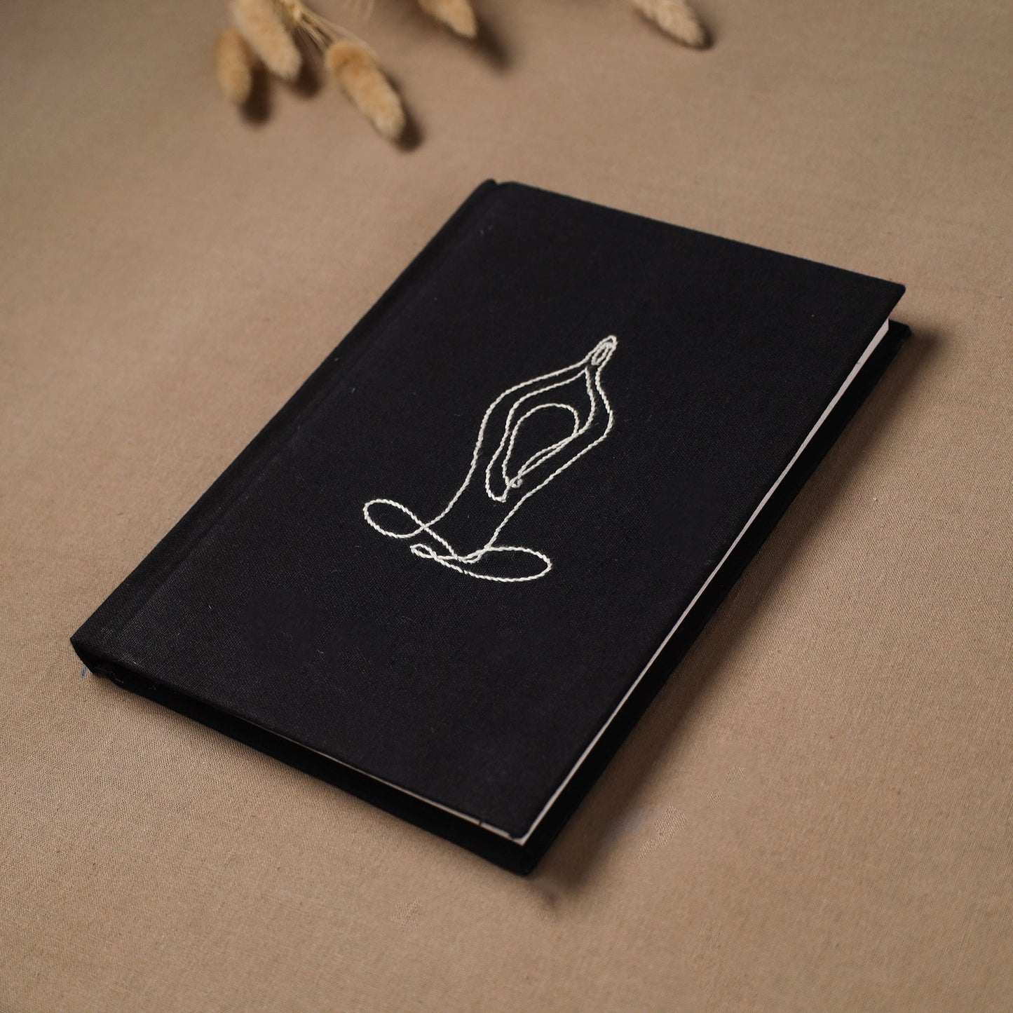 Yoga hand embroidered fabric cover handmade paper journal