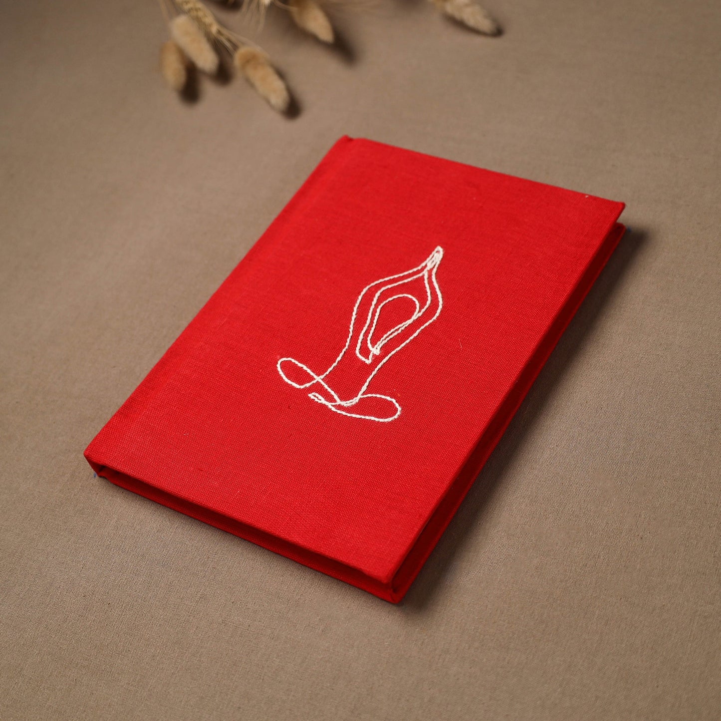 Yoga hand embroidered fabric cover handmade paper journal