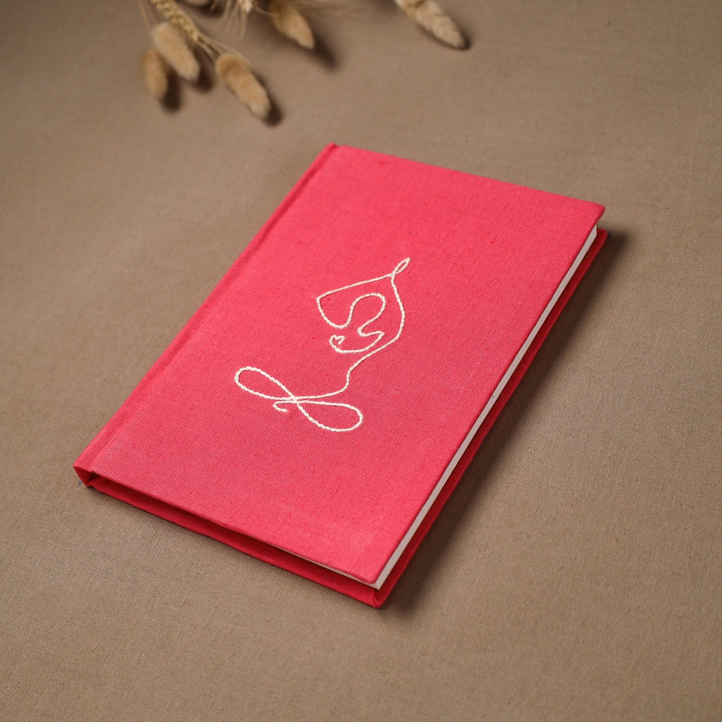 Yoga hand embroidered fabric cover handmade paper journal