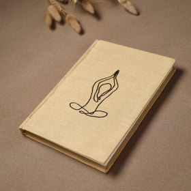 Yoga hand embroidered fabric cover handmade paper journal