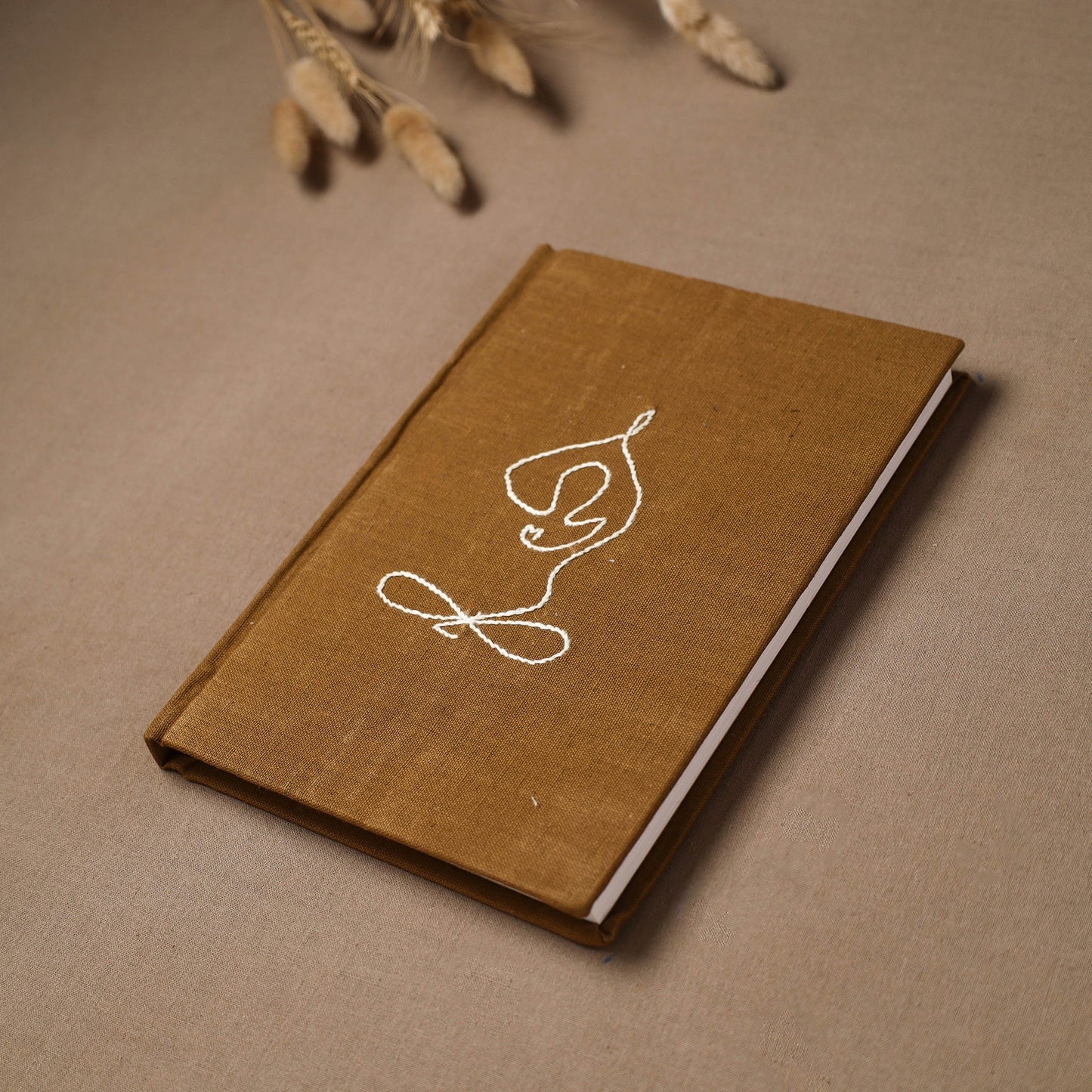 Yoga hand embroidered fabric cover handmade paper journal