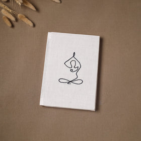 Yoga hand embroidered fabric cover handmade paper journal