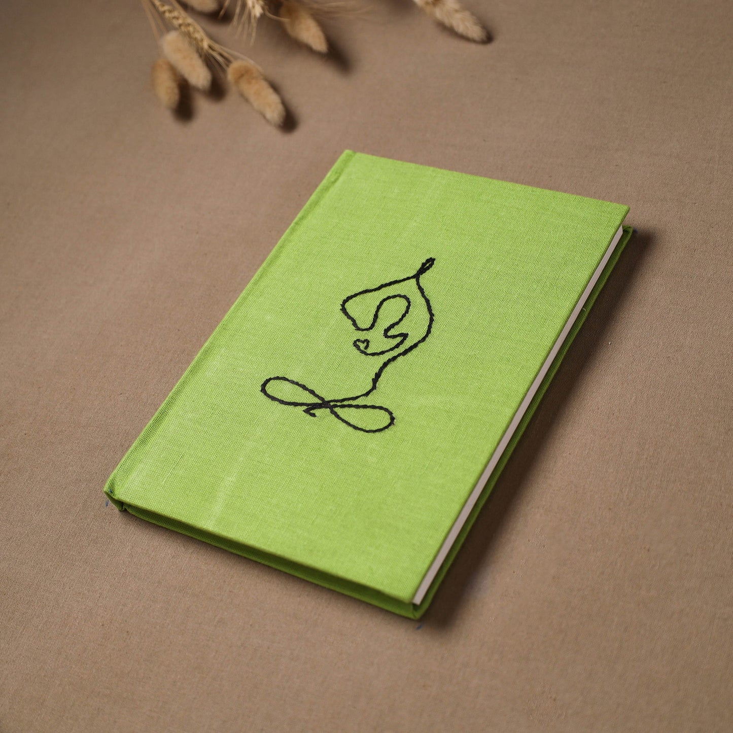 Yoga hand embroidered fabric cover handmade paper journal
