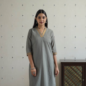 Buy Zahira Grey Mangalagiri Cotton Kurta