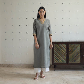 Buy Zahira Grey Mangalagiri Cotton Kurta