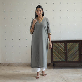 Buy Zahira Grey Mangalagiri Cotton Kurta