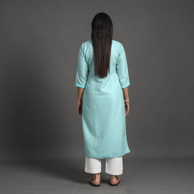 Zahira light blue merino woolen kurta - handcrafted