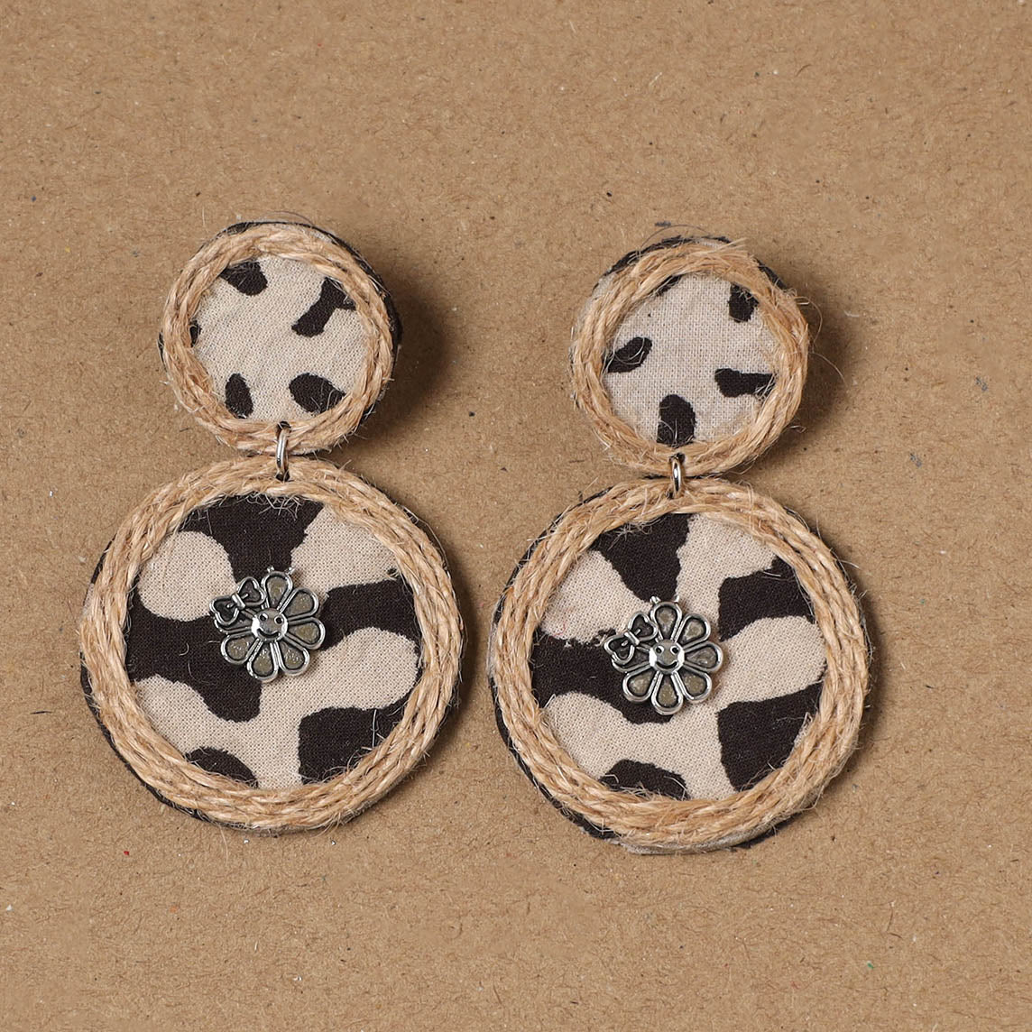 Zara jute fabart handmade earrings - handcrafted