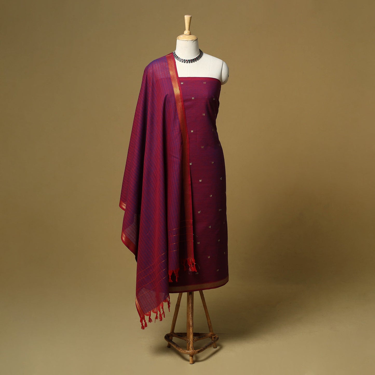 Zari buti jacquard cotton 3pc unstitched dress material 176