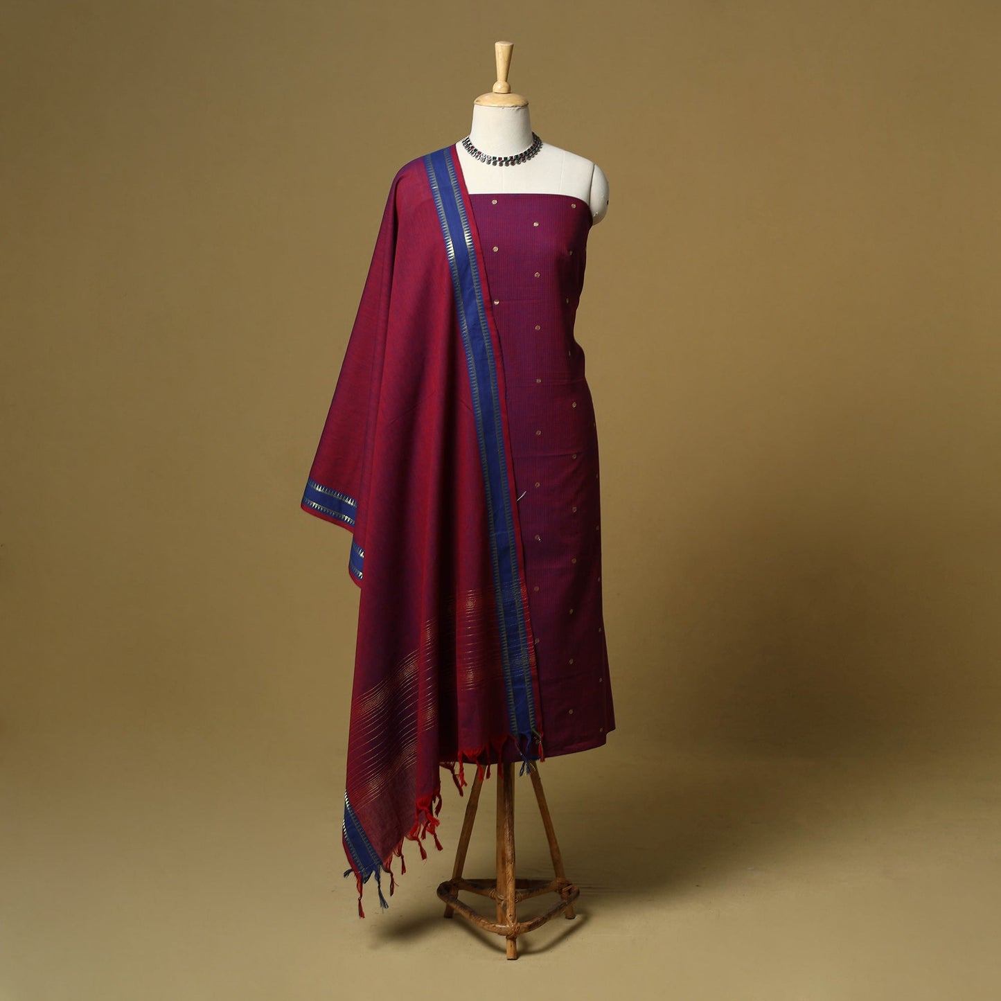 Zari buti jacquard cotton 3pc unstitched dress material 177