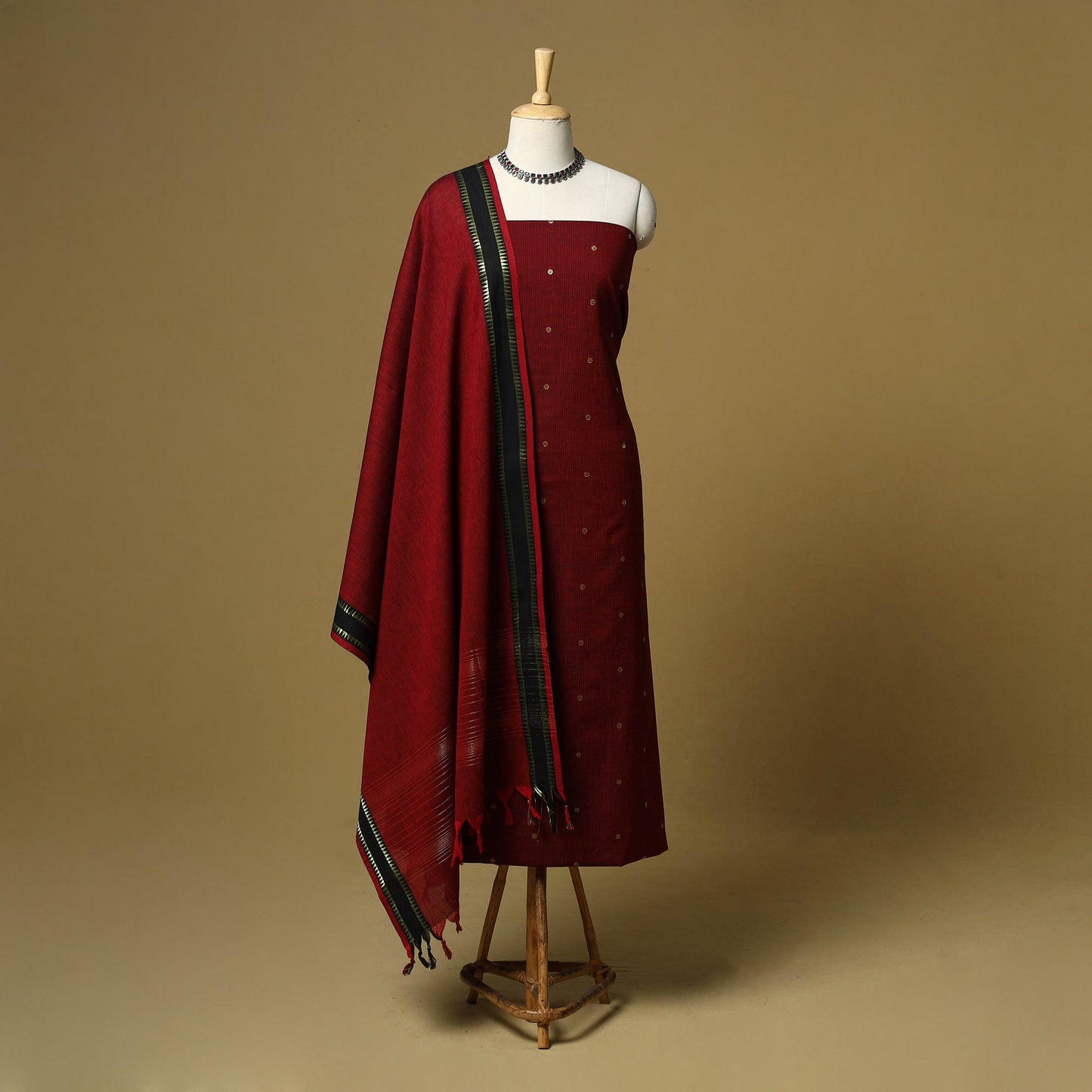 Zari buti jacquard cotton 3pc unstitched dress material 178