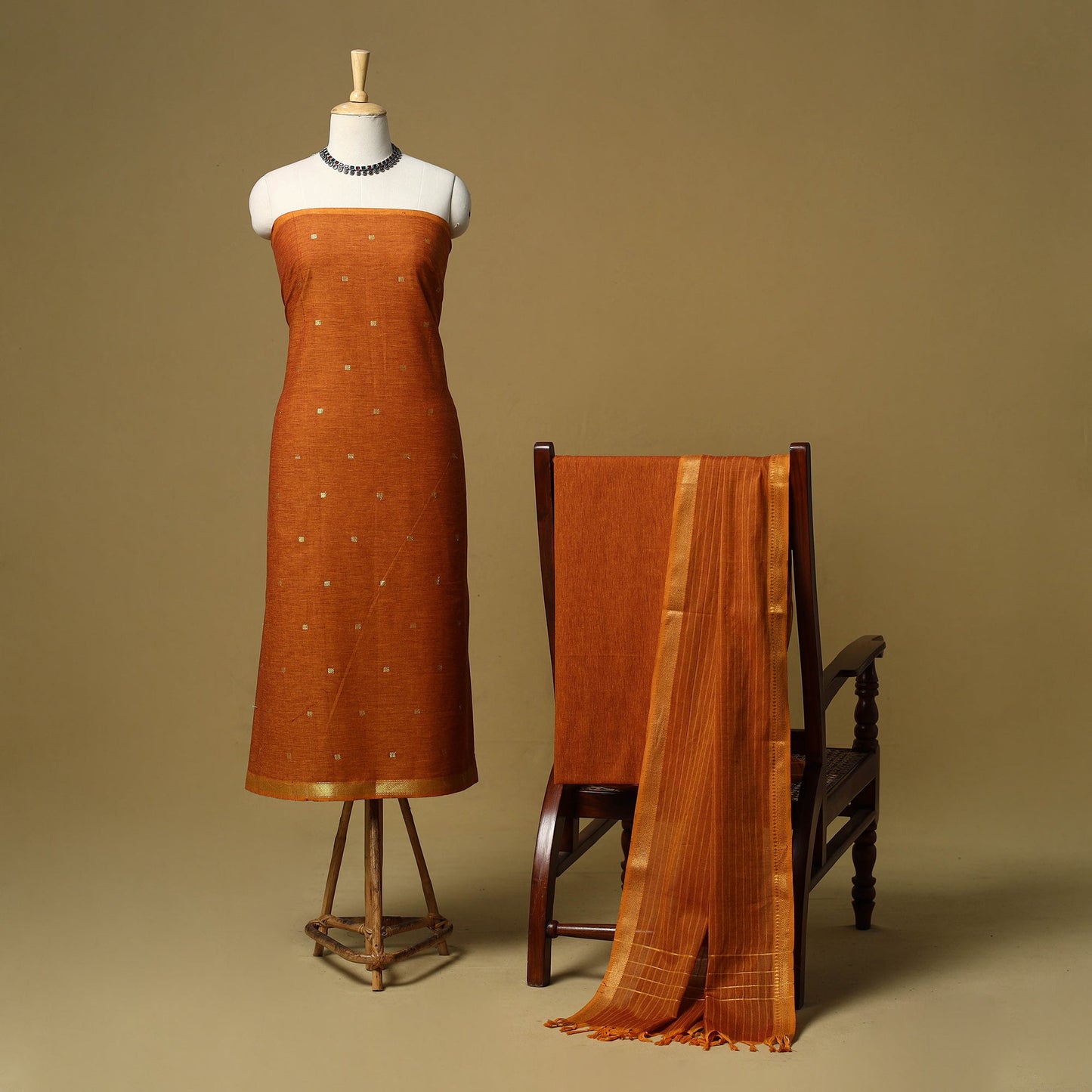 Zari buti jacquard cotton 3pc unstitched dress material 179