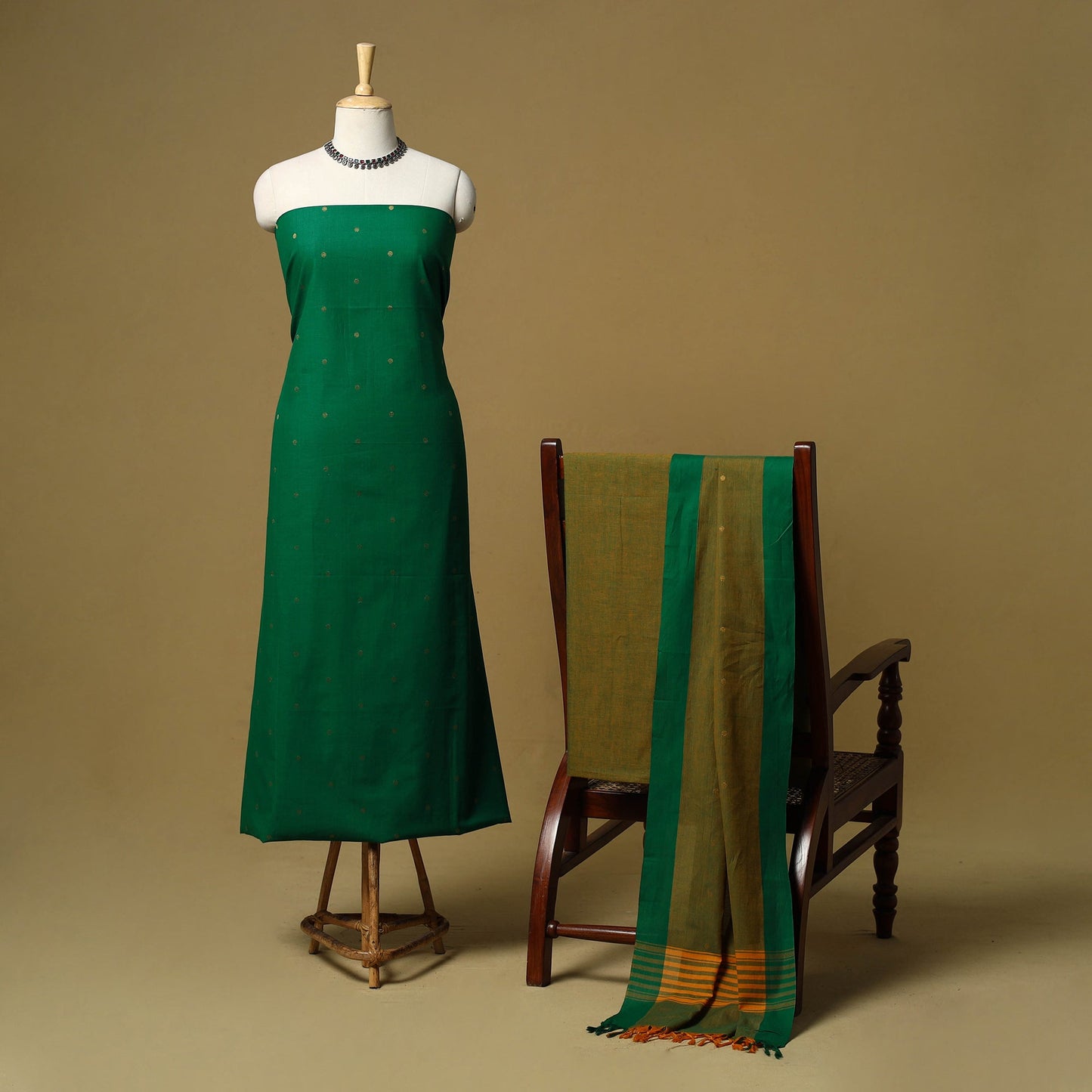 Zari buti jacquard cotton 3pc unstitched dress material 181