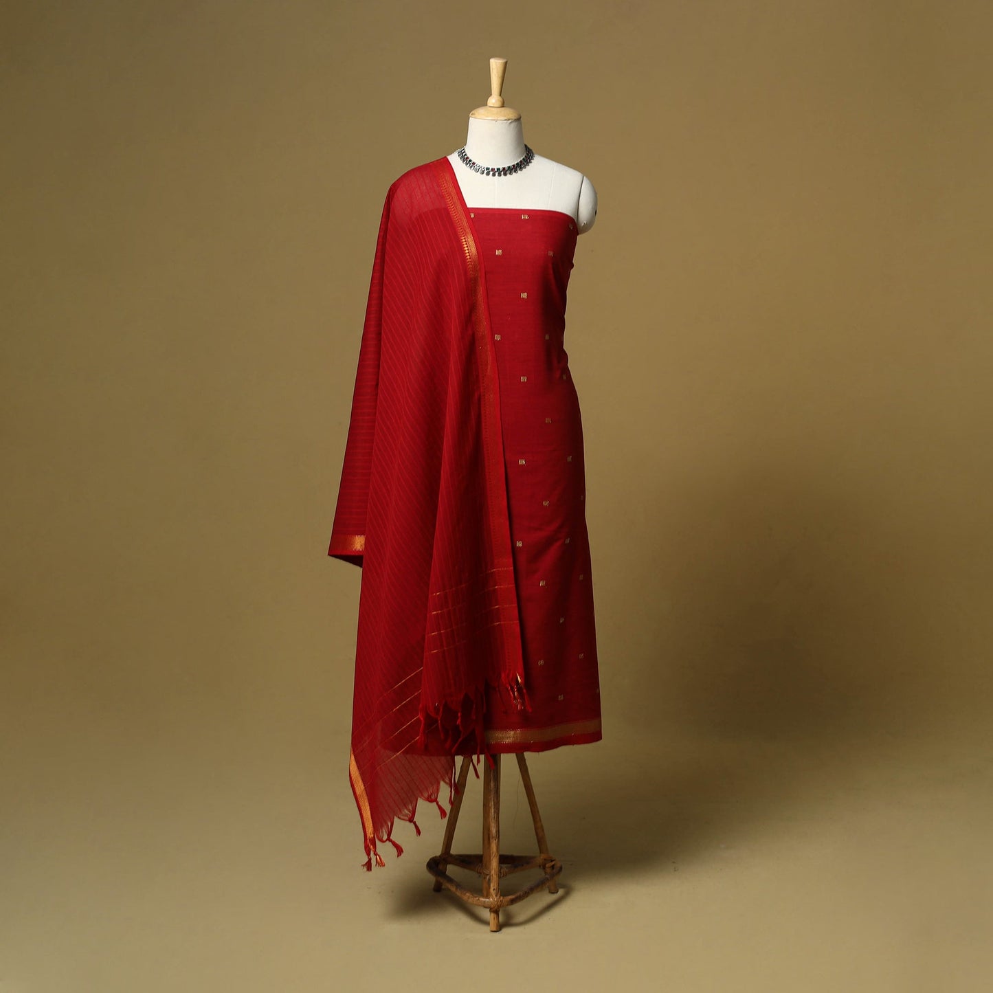 Zari buti jacquard cotton 3pc unstitched dress material 182