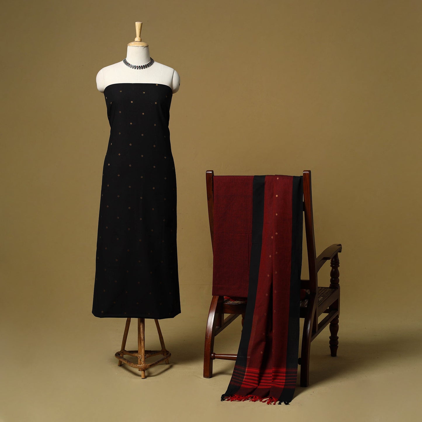 Zari buti jacquard cotton 3pc unstitched dress material 184