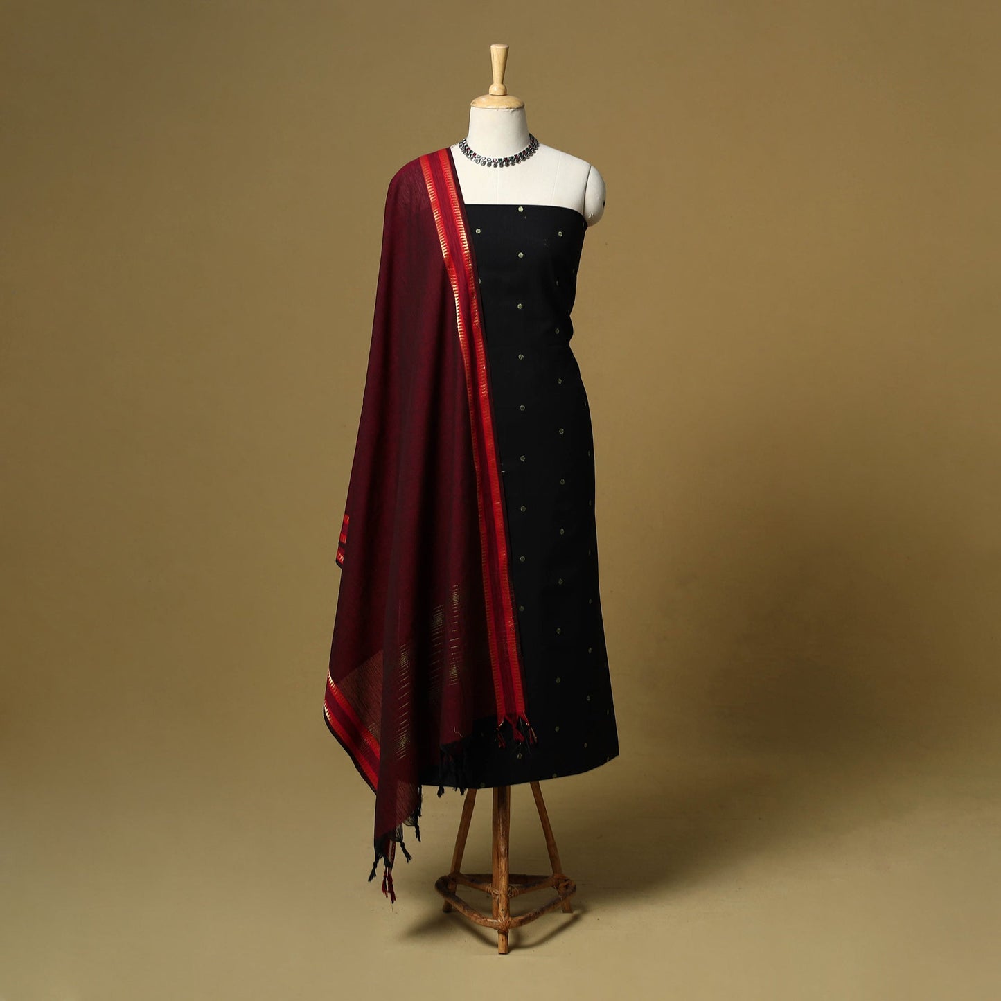 Zari buti jacquard cotton 3pc unstitched dress material 187