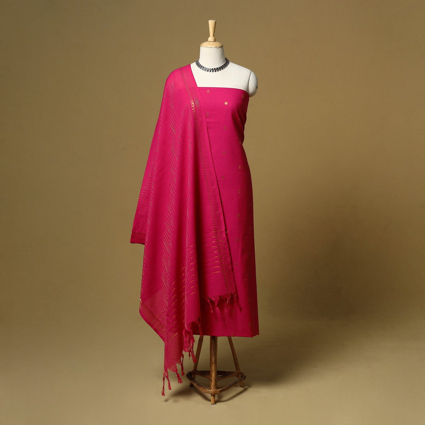 Zari buti jacquard cotton 3pc unstitched dress material 191