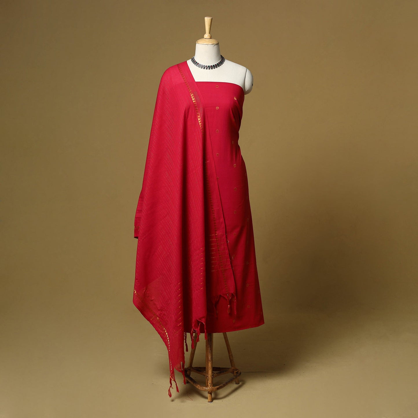 Zari buti jacquard cotton 3pc unstitched dress material 193