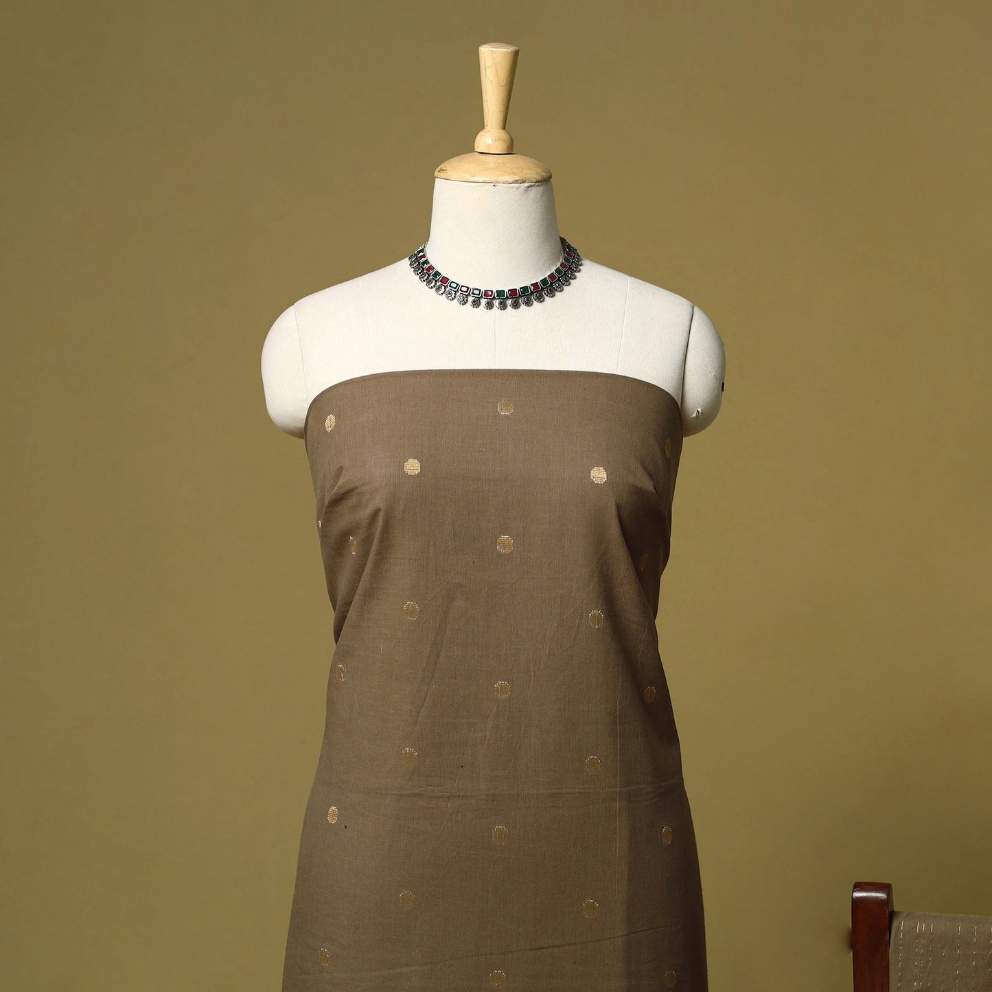 Zari buti jacquard cotton 3pc unstitched dress material 194