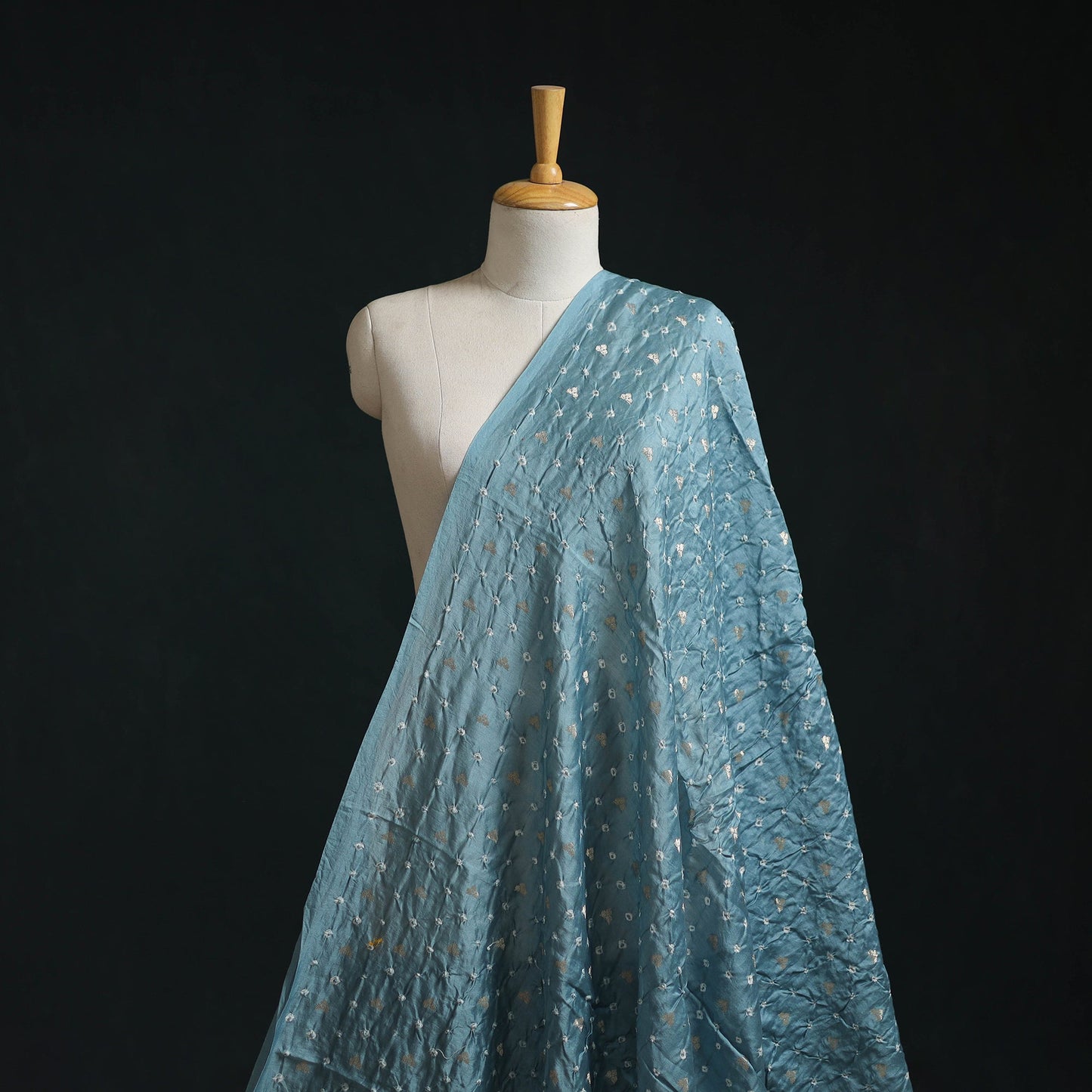 Zari buti silk tie-dye bandhani fabric 02 - handcrafted