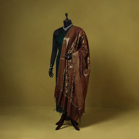 Zari work banarasi silk dupatta 09 - handcrafted