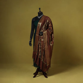 Zari work banarasi silk dupatta 09 - handcrafted