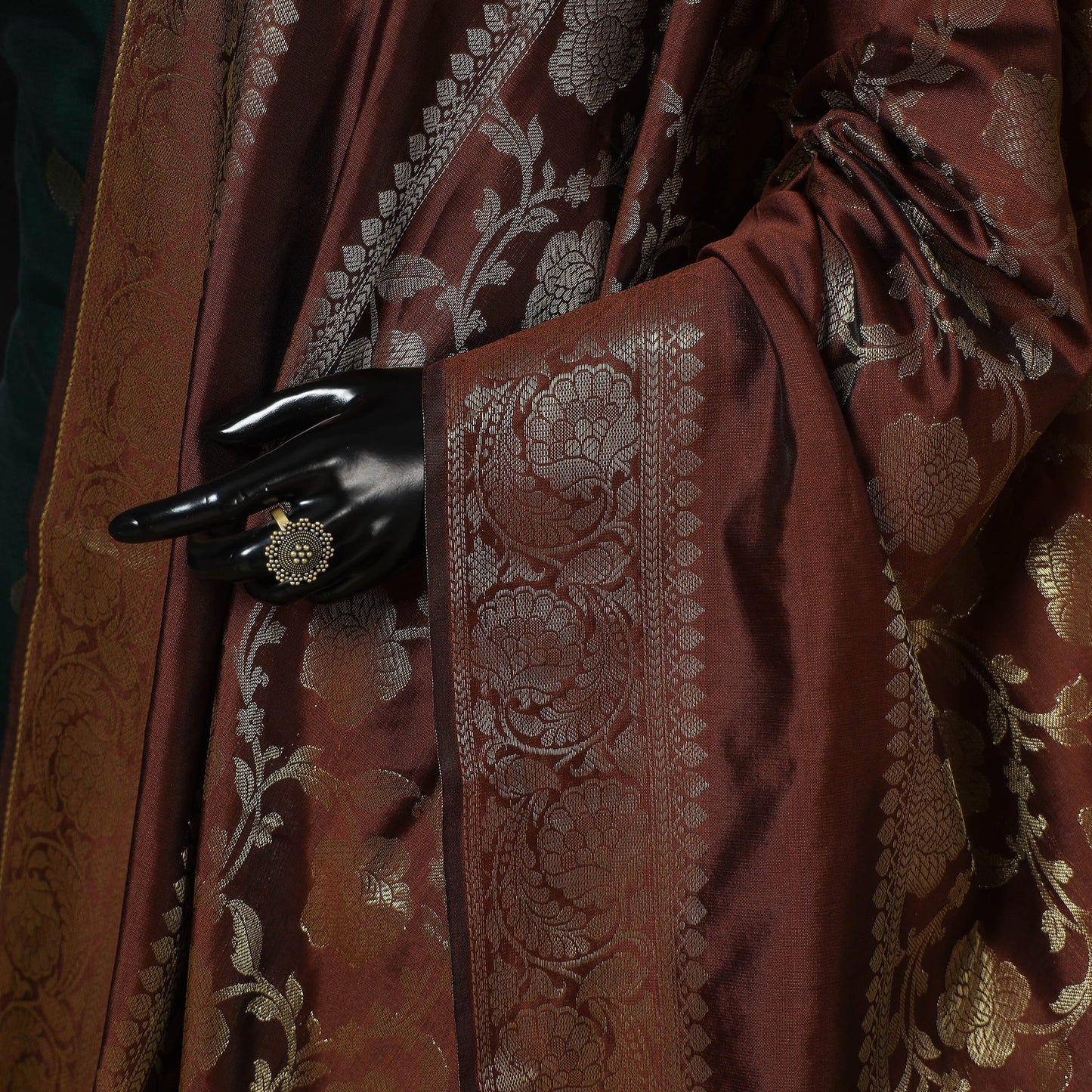 Zari work banarasi silk dupatta 09 - handcrafted